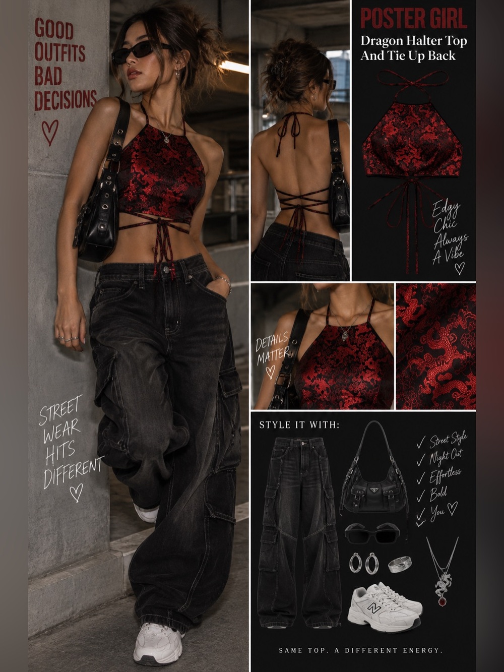 Dragon Halter Top And Tie Up Back